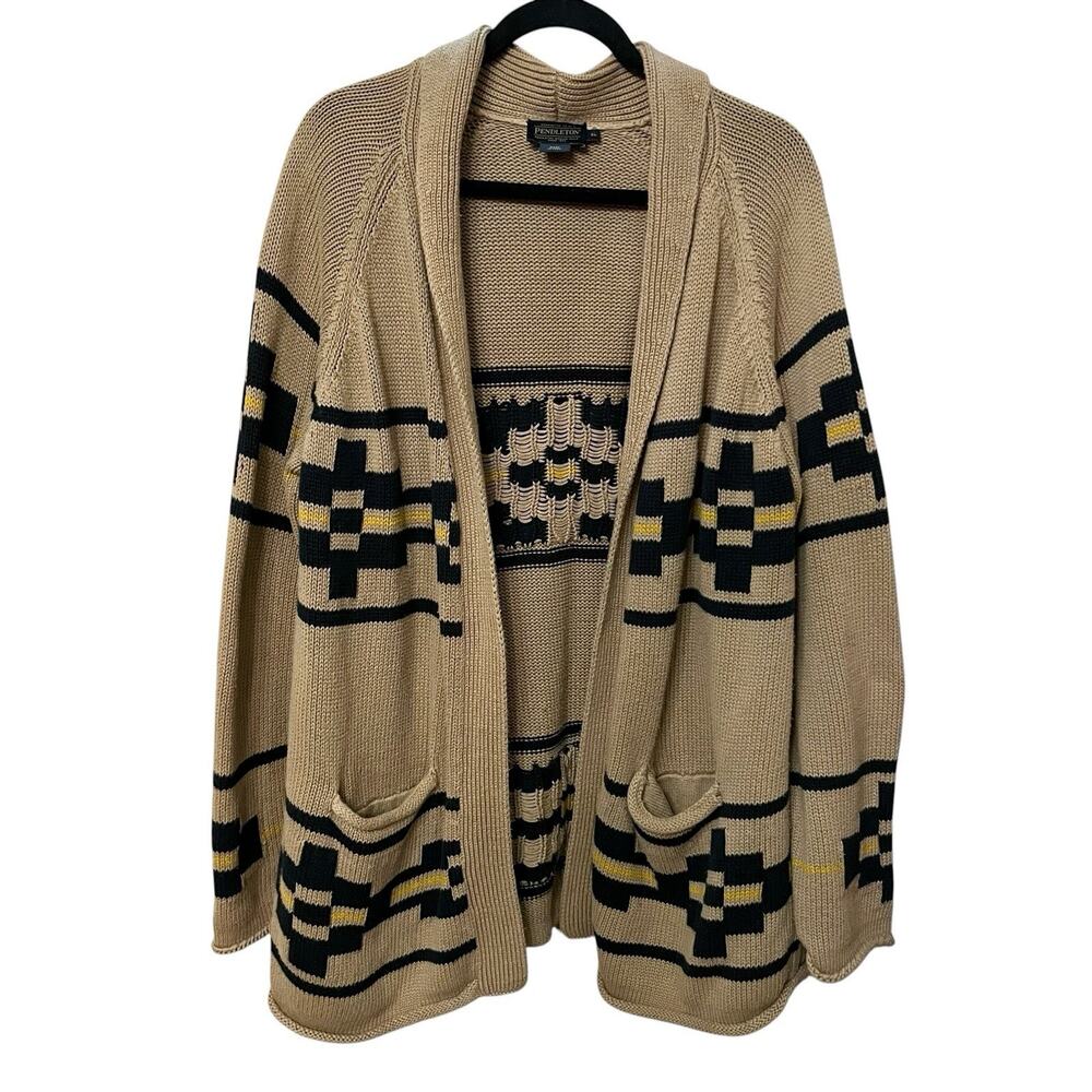 Pendleton Rock Point Cardigan XL Open Front Southwestern Print Aztec Chunky